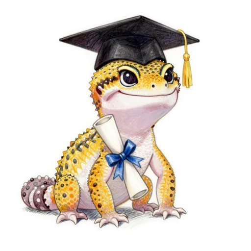Leopard Gecko Graduating Mortarboard