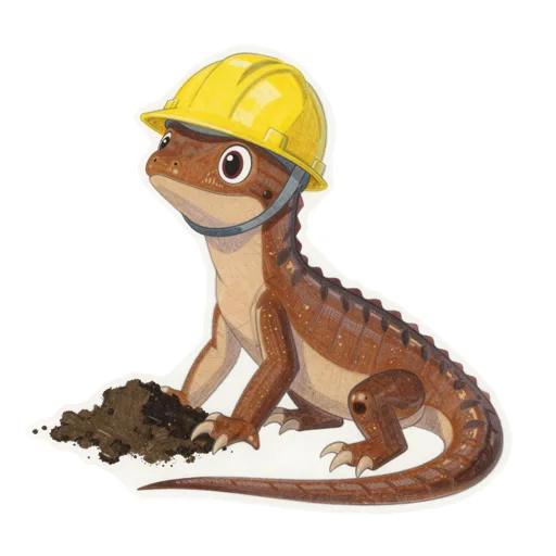 Monitor Lizard Digging Hard Hat
