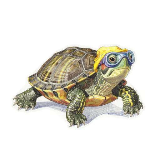 Red Eared Slider Swimming Goggles Cap