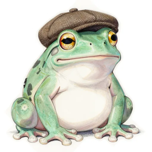 White Tree Frog Grinning Flat Cap